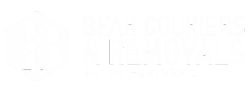 White Logo of Bear Couriers Removals